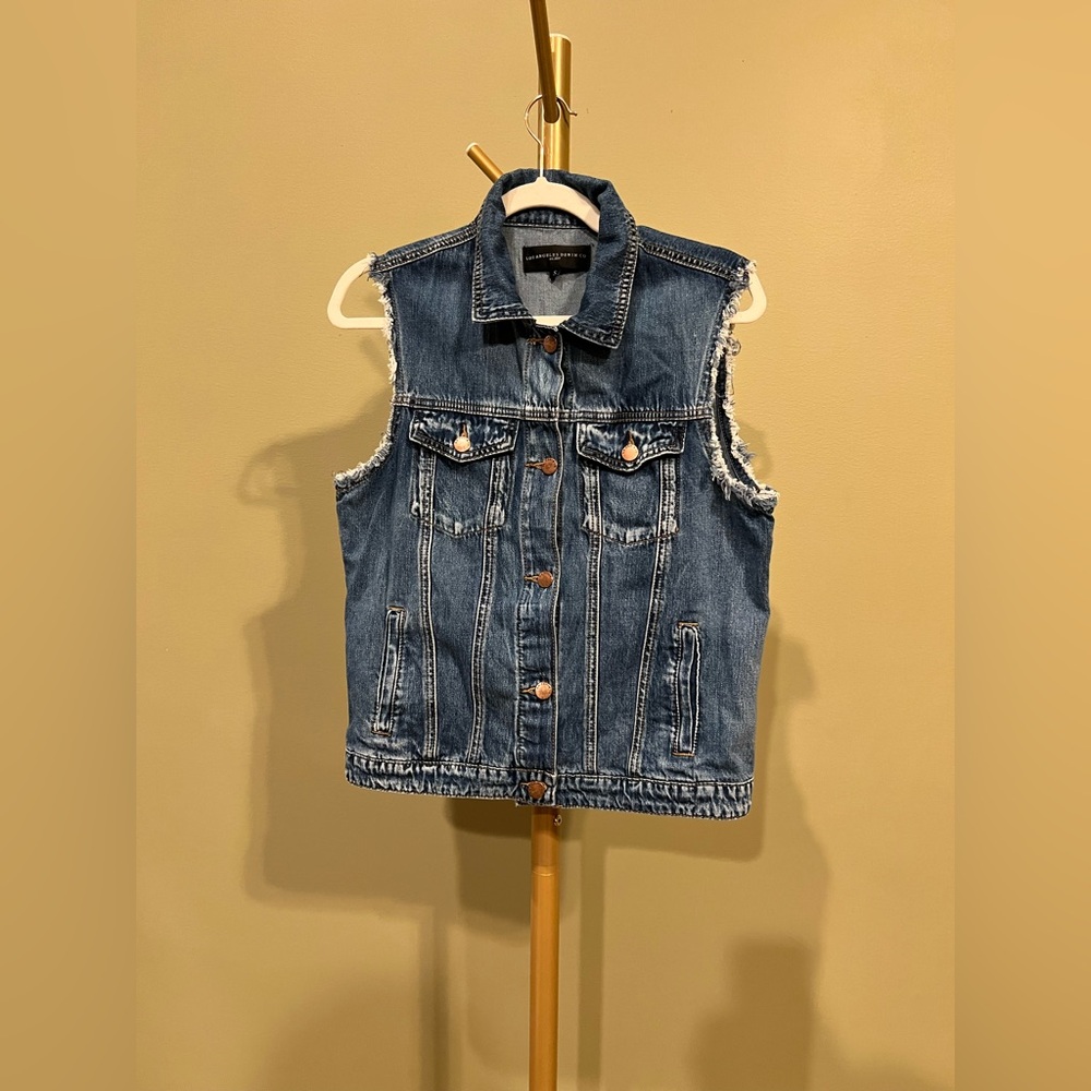 Denim Sleeveless Vest with Button Closure